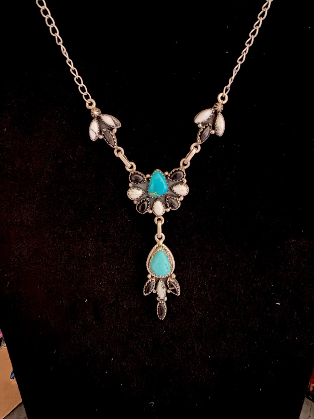 Santa Maria and White Buffalo 925 Sterling Silver Drop Necklace - Picture 4 of 5